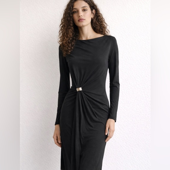 Louis Vuitton Luxe Fluid Jersey Black Long-sleeve Monogram Dress Size 38